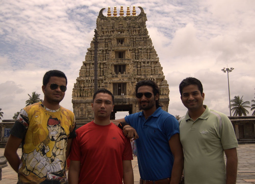Inder Singh, kant Kishore, Mahesh and Habeed at Balur Temple, Karnataka India,Mohd Abeed 